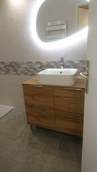 Meuble vasque bois Granicruz, mosaïque grise