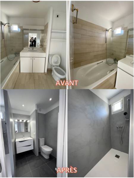 Salle de bain complète avant après par Granicruz, Nice