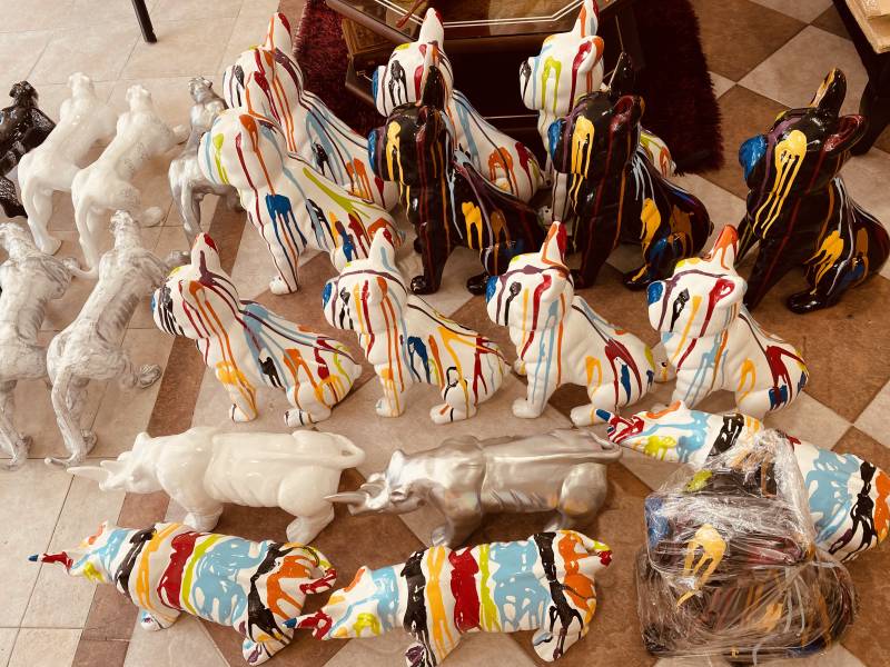 Animaux céramiques coulures de peintures