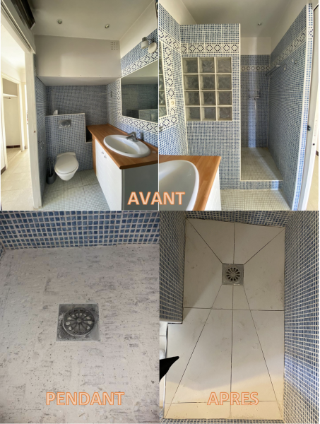 Avant apres salle de bain sol et ameublement