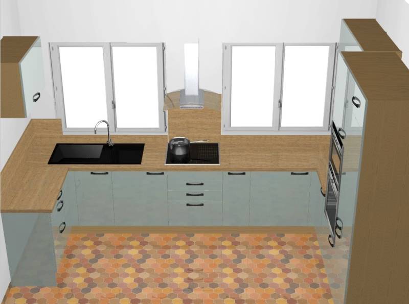 Plan 3D conception et aménagement cuisine 