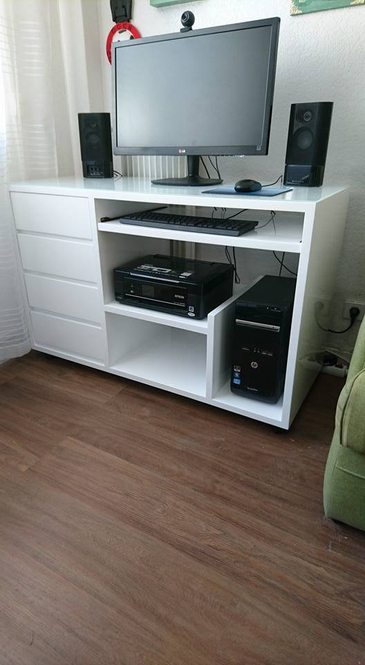 Création secrétaire en laqué blanc sur-mesure à Nice la Madeleine