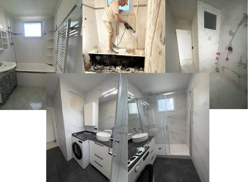 Avant / Pendant / Après Salle de bain